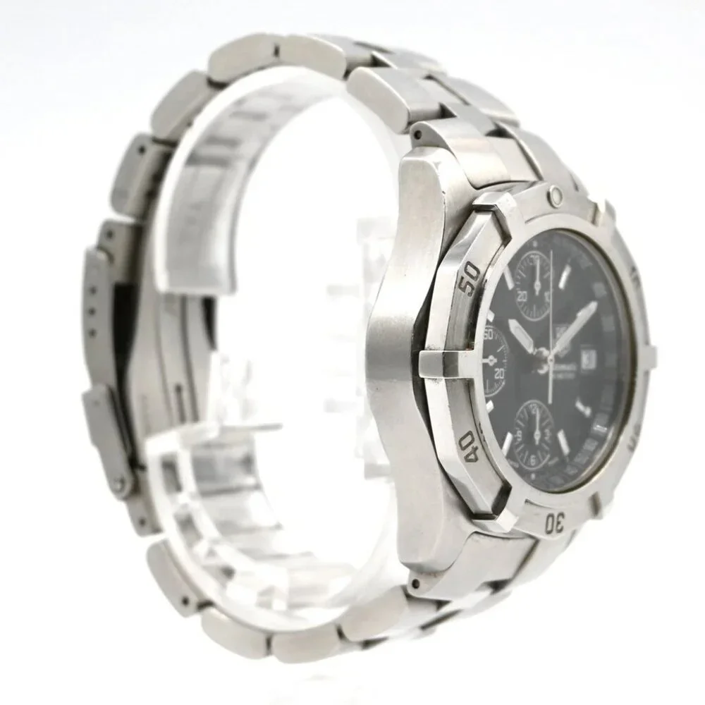 TAG HEUER Aquaracer Chronogra Date Watch CN2111 Automatic SS Black Dial